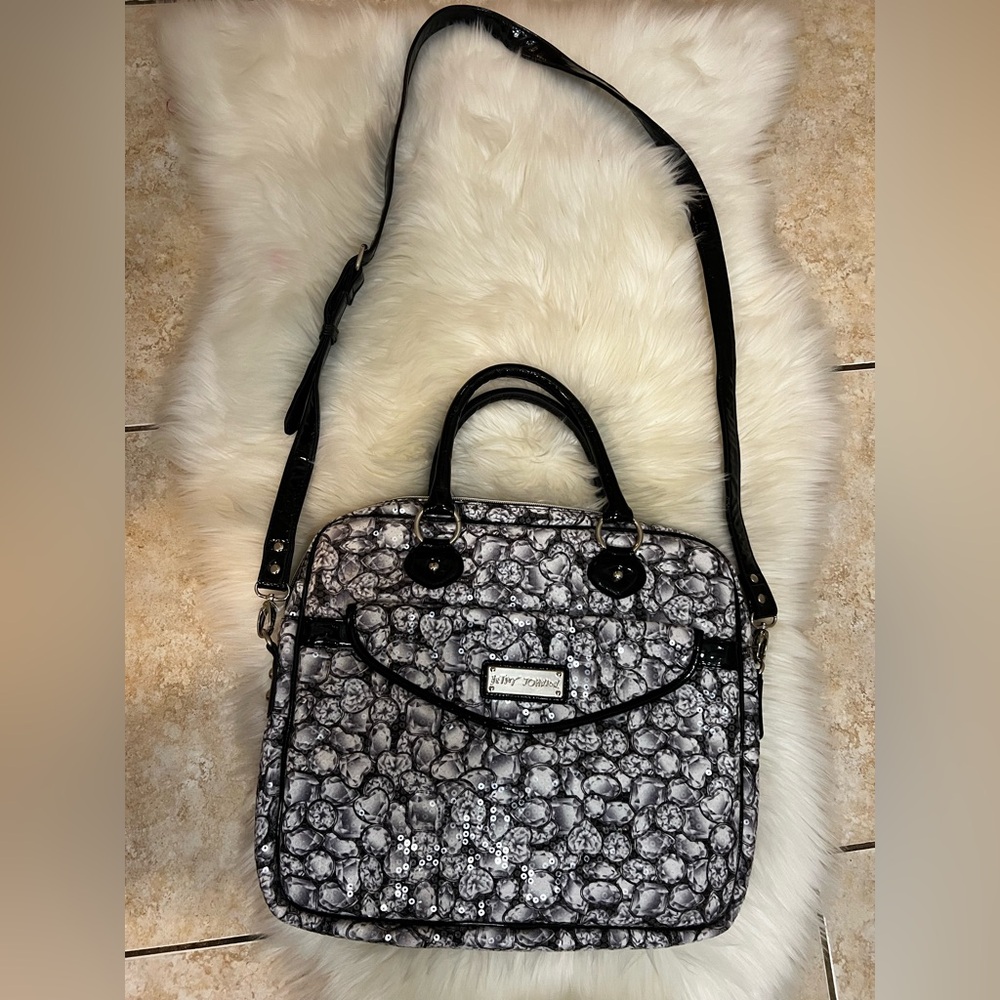 Betsey Johnson Black and Gray Laptop Bag never used